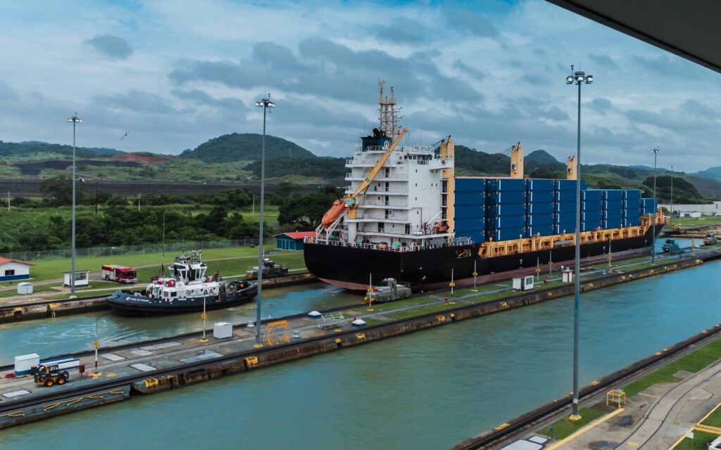 Ship transiting the Panama Canal