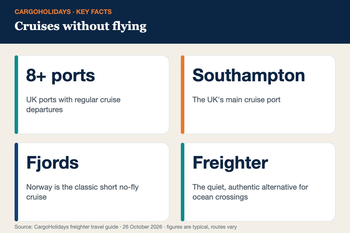 Cruises without flying infographic &ndash; UK ports and itineraries