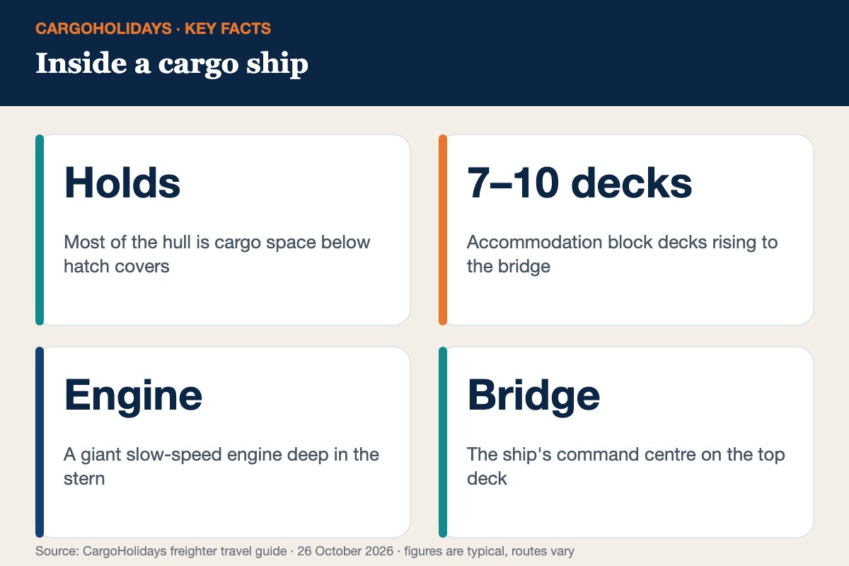 Inside a cargo ship infographic &ndash; ship layout